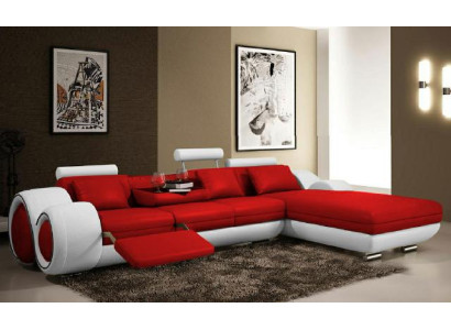 Corner sofa Living landscape Couch Leather sofa with USB Sofa Upholstery Suite Corner BERLIN