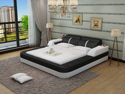 Luxury Leather Bed USB Design Upholstered Beds Double Modern Marriage 140/160/180 LB8823