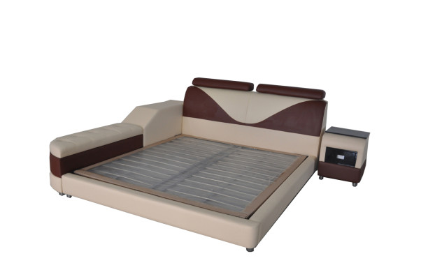 Luxury Leather Design Upholstery Beds with USB Modern Illuminated Double Bed designer