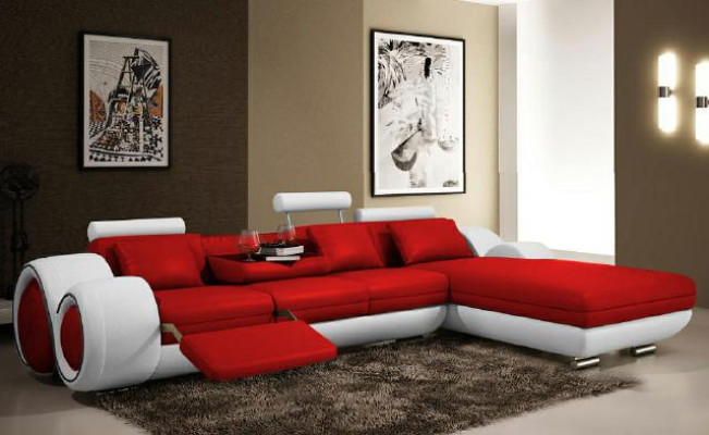 Corner sofa USB Living landscape Couch Leather sofa Sofa Suite made to measure