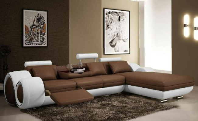 Corner sofa USB Living landscape Couch Leather sofa Sofa Suite made to measure
