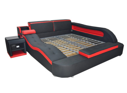 Double Luxury Design Leather Bed Upholstery Beds Modern Hotel Multifunction
