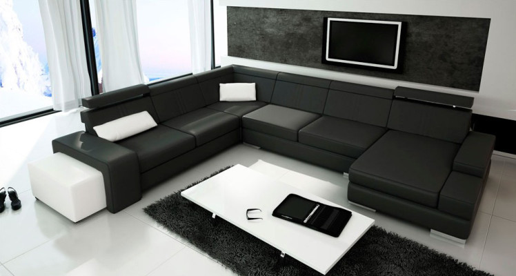 U-shape Sofa Couch Upholstery Living landscape Leather Corner suite XXL Corner sofa new