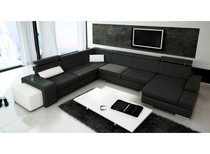 U-shape Sofa Couch Upholstery Living landscape Leather Corner suite XXL Corner sofa new