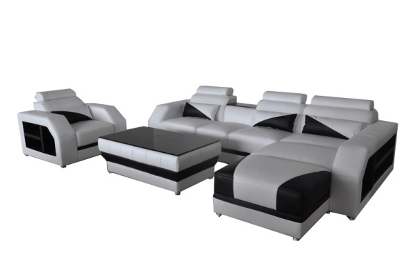 Leather Corner Sofa with USB Suite Sofas Couches Upholstery Living landscape Armchair Corner