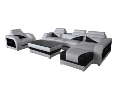 Leather Corner Sofa with USB Suite Sofas Couches Upholstery Living landscape Armchair Corner