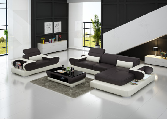 Design XXL Big Sofa Corner sofa with USB Leather sofa Couch Upholstery Corner Living landscape