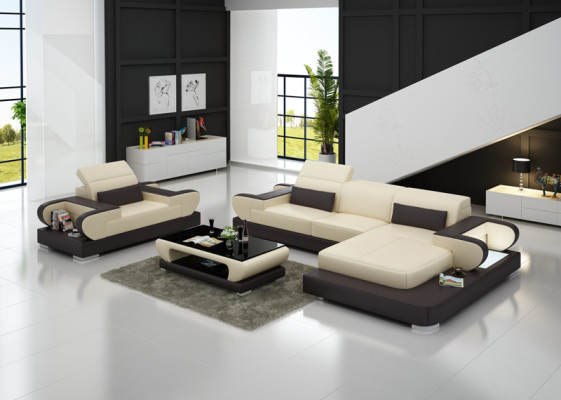 Design XXL Big Sofa Corner sofa with USB Leather sofa Couch Upholstery Corner Living landscape