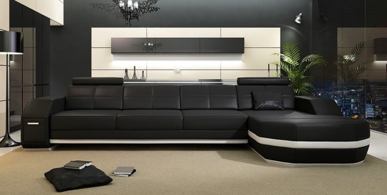 Corner sofa USB + LED Sofa Living landscape U-shape Upholstery Couch Leather sofa Fabric Leather