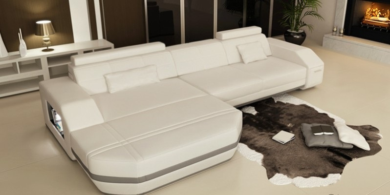 Corner sofa USB + LED Sofa Living landscape U-shape Upholstery Couch Leather sofa Fabric Leather