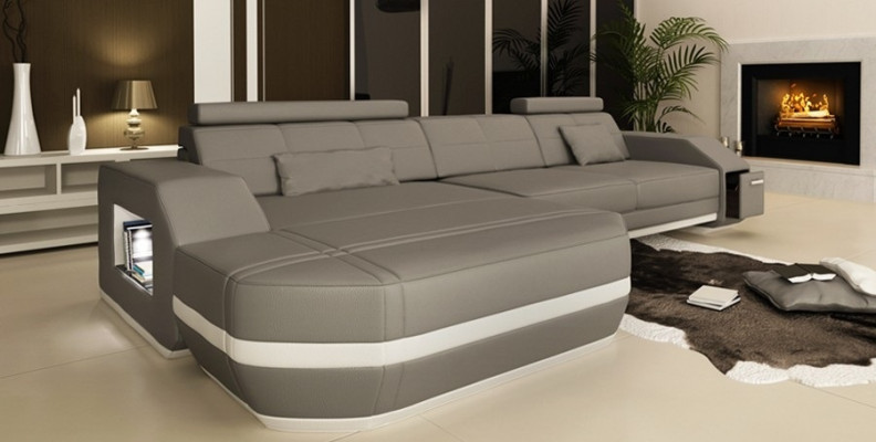 Corner sofa USB + LED Sofa Living landscape U-shape Upholstery Couch Leather sofa Fabric Leather
