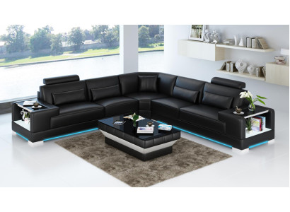 Leather sofa Couch Living landscape Corner sofa Corner Suite Design Modern Sofa with USB