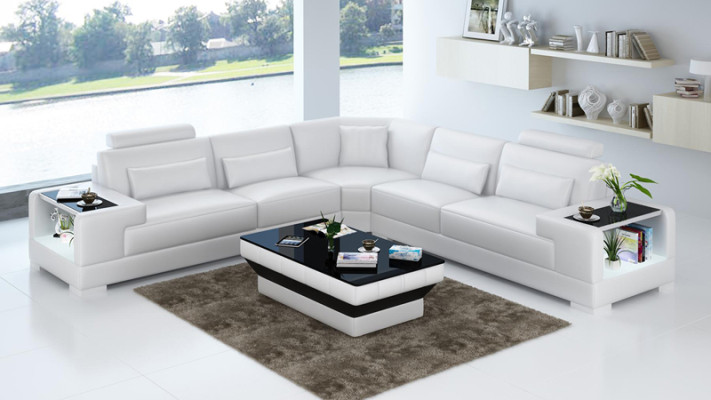 Leather sofa Couch Living landscape Corner sofa Corner Suite Design Modern Sofa with USB