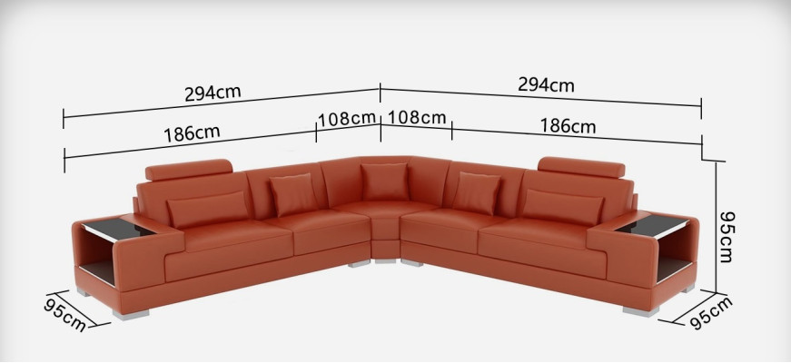 Leather sofa Couch Living landscape Corner sofa Corner Suite Design Modern Sofa with USB