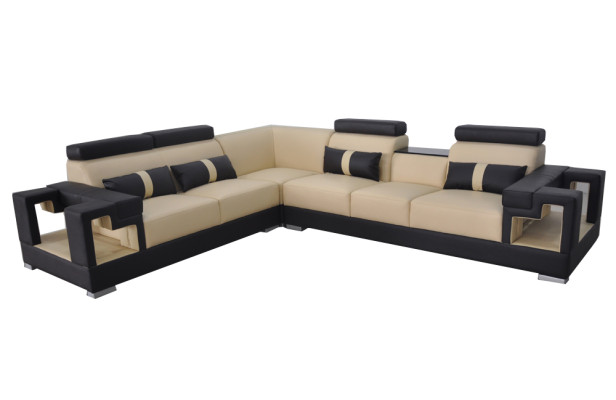 exclusive L-shaped corner sofa made of elegant leather for your stylish living room