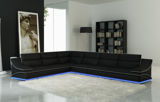 Leather sofa Couch Living landscape Corner sofa Corner Suite Design Modern Sofa USB A1160