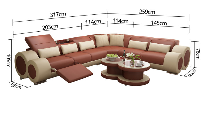 Leather sofa Couch Living landscape Corner sofa Corner Suite Design Modern Sofa USB Relax