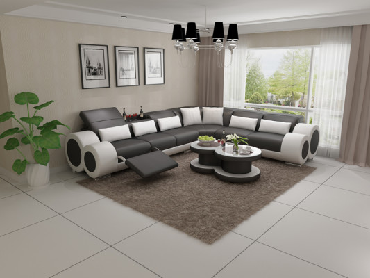 Leather sofa Couch Living landscape Corner sofa Corner Suite Design Modern Sofa USB Relax