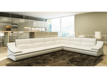 Corner sofa with USB,Couch Sofa Living landscape Seat Eck Suite Leather Textile Salut