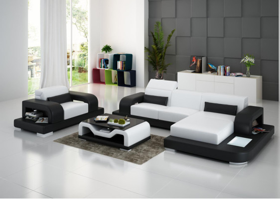 Corner sofa L-shape Armchair Wood Modern Coffee table Complete Corner sofa Coffee table new