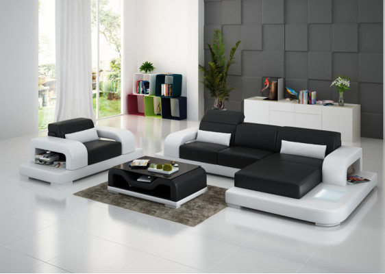 Corner sofa L-shape Armchair Wood Modern Coffee table Complete Corner sofa Coffee table new