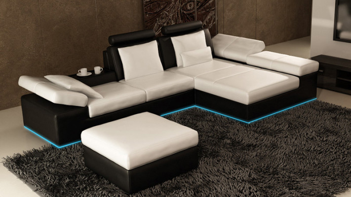 Leather sofa Sofa with USB Living landscape Corner sofa Suite Design Modern Sofa K5014C