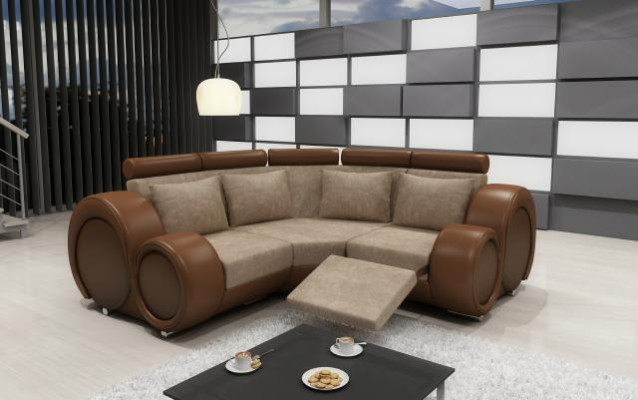FABRIC SOFA Textile Living landscape SOFA BERLINX RELAXING FUNCTION COUCH Corner sofa with USB