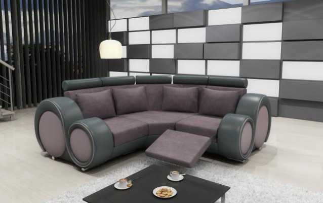FABRIC SOFA Textile Living landscape SOFA BERLINX RELAXING FUNCTION COUCH Corner sofa with USB