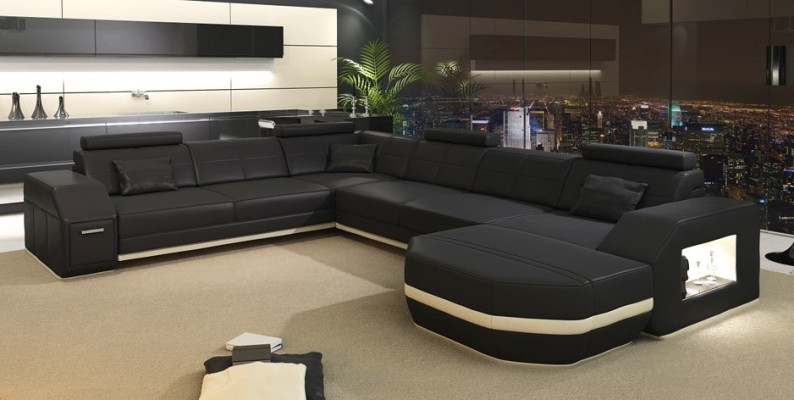 Leather sofa Corner sofa Living landscape Corner sofa Corner sofa Upholstery Seat Corner WyenW/B new