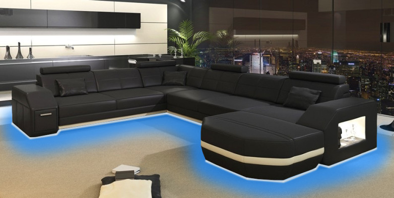 Leather sofa Corner sofa Living landscape Corner sofa Corner sofa Upholstery Seat Corner WyenW/B new