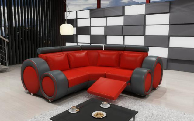 LEATHER SOFA Living landscape COUCH DESIGN Corner sofa BERLIN SOFA Suite with USB