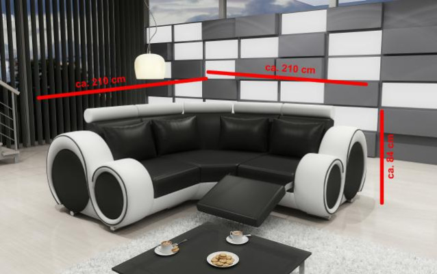LEATHER SOFA Living landscape COUCH DESIGN Corner sofa BERLIN SOFA Suite with USB