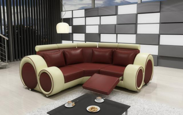 LEATHER SOFA Living landscape COUCH DESIGN Corner sofa BERLIN SOFA Suite with USB