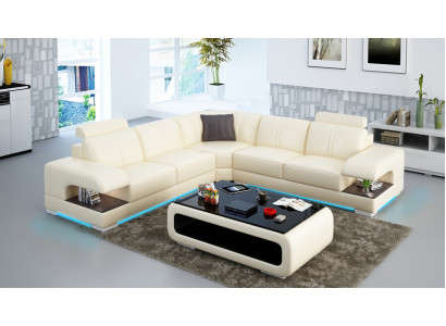 Leather sofa Couch Living landscape Corner sofa Corner Suite Design Corner sofa Sofa G8028B