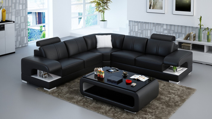 Leather sofa Couch Living landscape Corner sofa Corner Suite Design Corner sofa Sofa G8028B