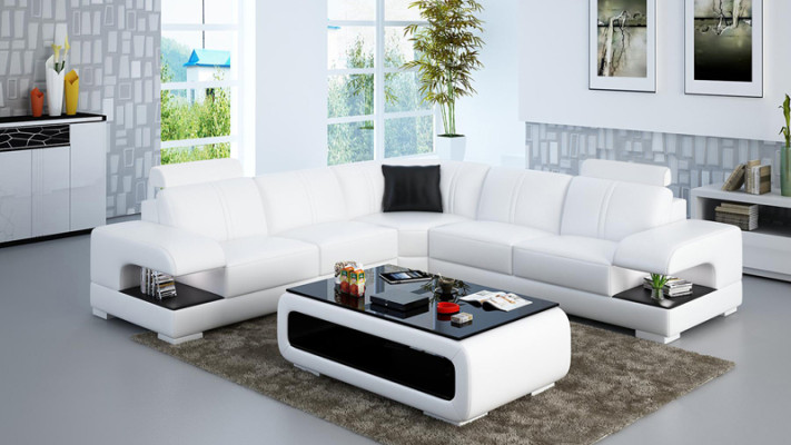 Leather sofa Couch Living landscape Corner sofa Corner Suite Design Corner sofa Sofa G8028B