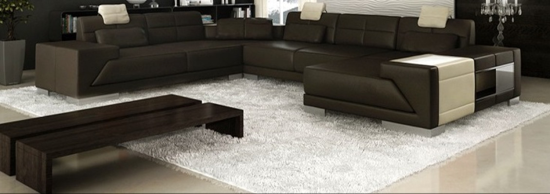 Leather sofa sofa couch designer sofa U-shape corner suite upholstered corner XXL Big PH3005