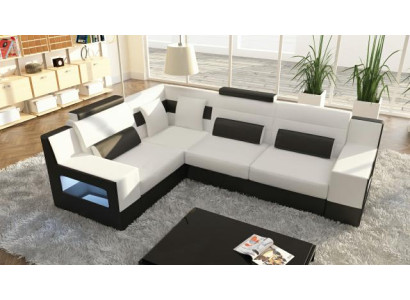 Corner sofa Suite Textile Fabric Leather Sofas Living landscape Sofa + USB Upholstery Corner