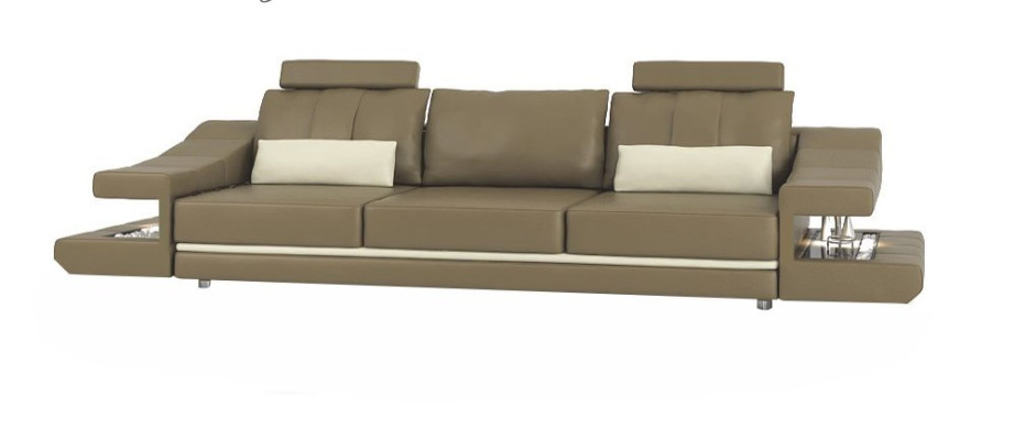 Modern Designer Luxury Sofa 3 Seater Furniture Upholstery Leather Brown Big Sofas Couches