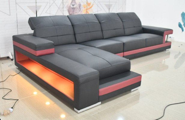 Illuminated modern couches landscape Seat sofa Living room Corner suite Furniture