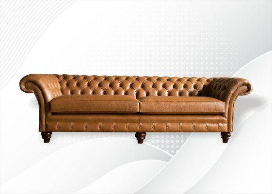 Chesterfield Sofa Brown xxl Big Leather Living room Furniture 4 Seater Brown