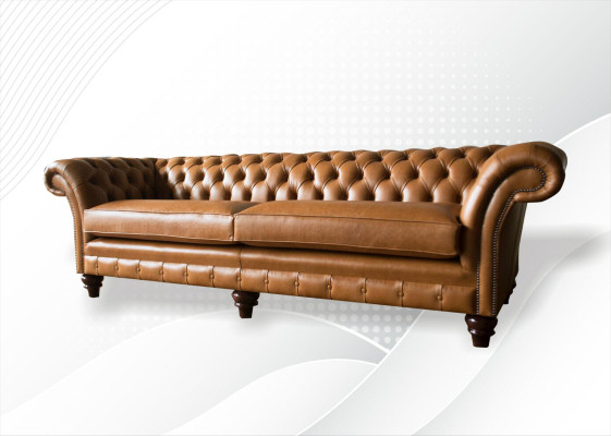 Chesterfield Sofa Brown xxl Big Leather Living room Furniture 4 Seater Brown