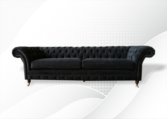 Big Sofa 4 Seater Couch Chesterfield Upholstery Suite Leather Textile Black