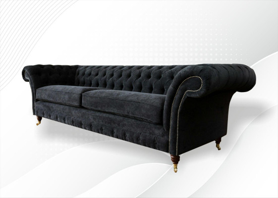 Big Sofa 4 Seater Couch Chesterfield Upholstery Suite Leather Textile Black