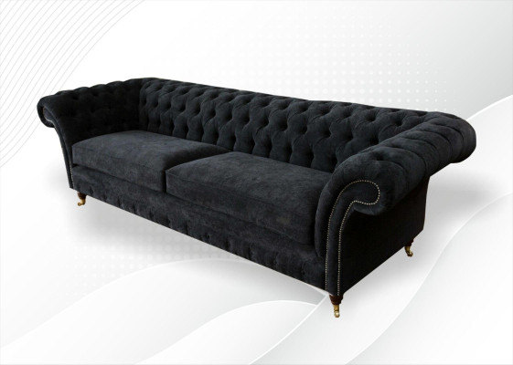 Big Sofa 4 Seater Couch Chesterfield Upholstery Suite Leather Textile Black