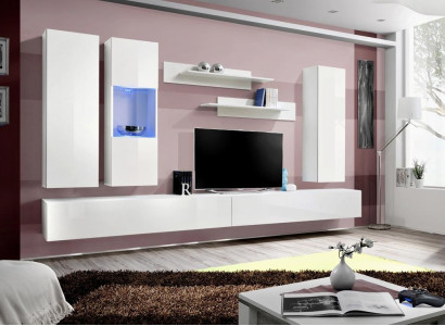 Wall unit Wood Living room Furniture White TV Stand Modern Design Wall Shelves