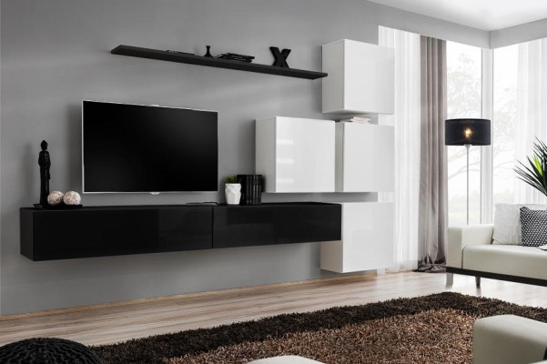 Design Wall unit sideboard 2x wall cabinet TV cabinet lowboard 7 pieces. Set of furnishings