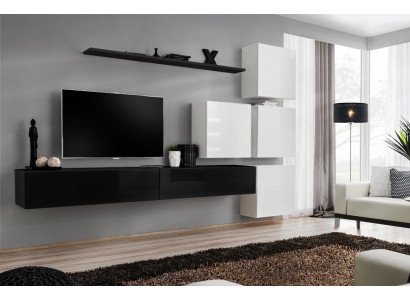 Design Wall unit sideboard 2x wall cabinet TV cabinet lowboard 7 pieces. Set of furnishings