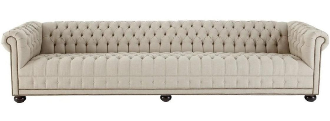 Cream Chesterfield Living room Four Seater Design Couches Sofa Furniture Fabric Sofas