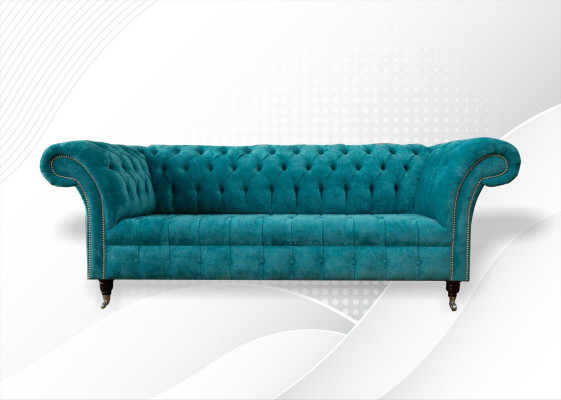 Chesterfield Couch Upholstery Sofas Classic r Textile Turkis 3 Seater Fabric
